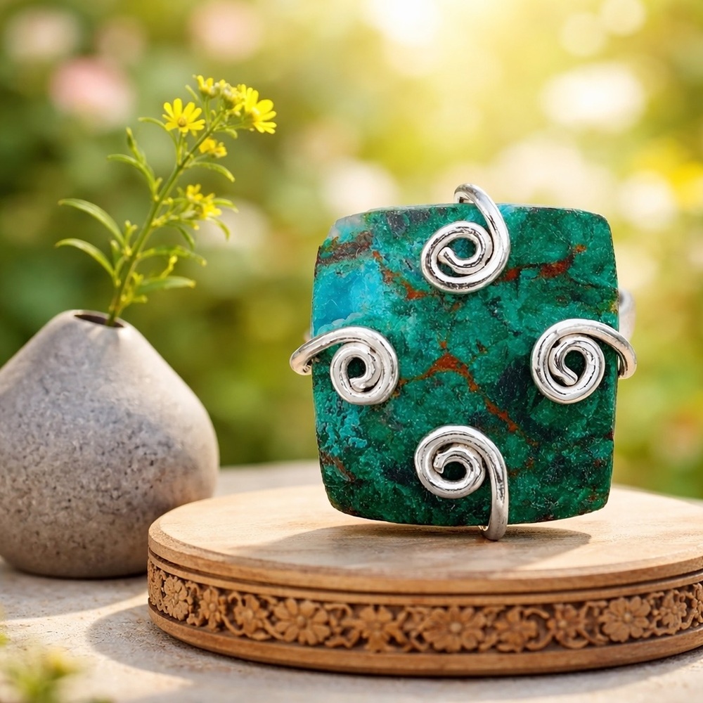 Natural Azurite Ring - Picture 7 of 14